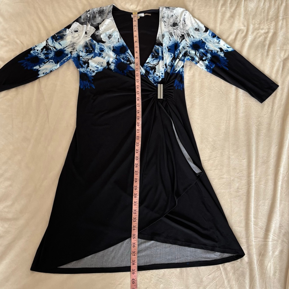 Calvin Klein Floral Faux Wrap Dress L - Picture 5 of 7